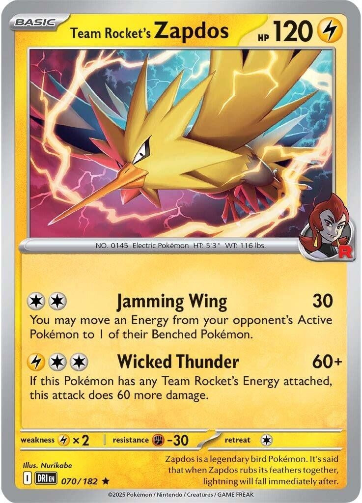 Image for Team Rocket's Zapdos (070/182) [SV10: Destined Rivals] - Pokemon