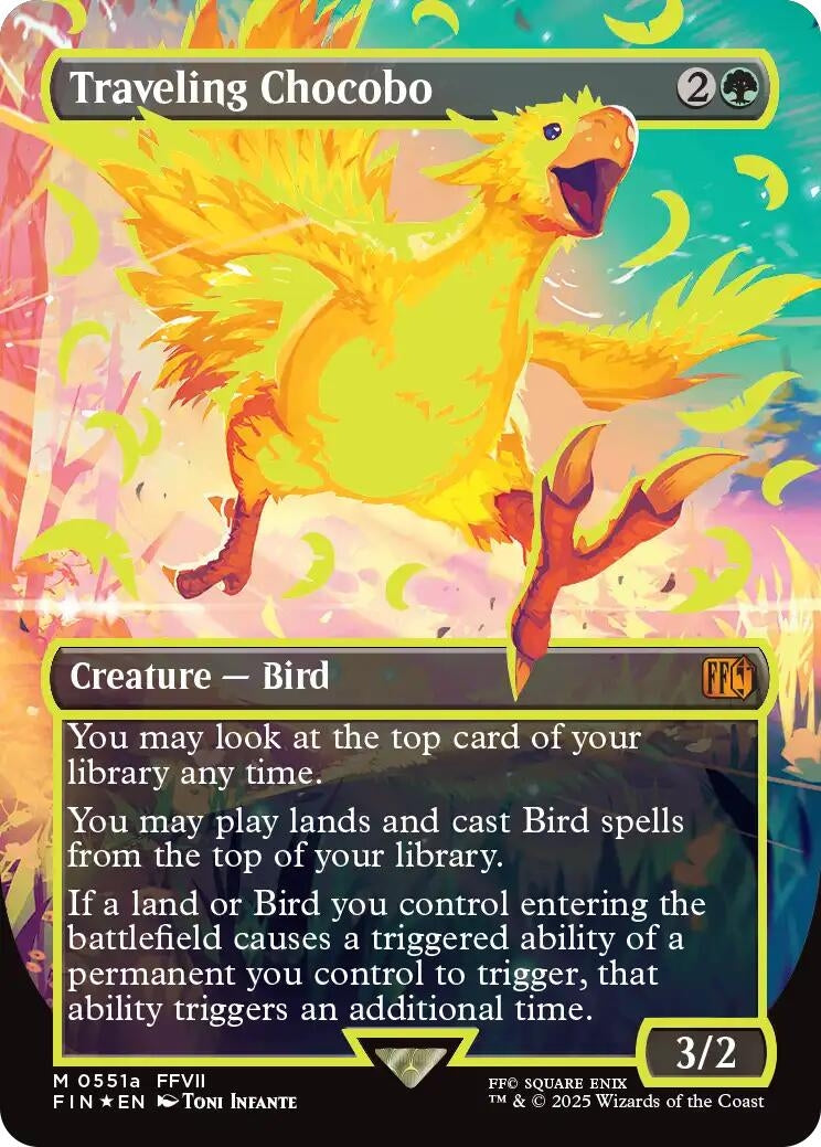 Image for Traveling Chocobo (Borderless) (Neon Ink Yellow) (551a) [FINAL FANTASY] - Magic: The Gathering