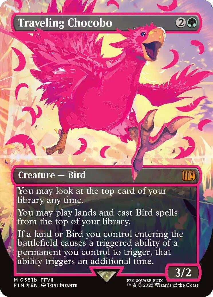 Image for Traveling Chocobo (Borderless) (Neon Ink Pink) (551b) [FINAL FANTASY] - Magic: The Gathering