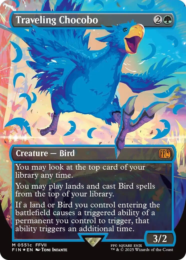 Image for Traveling Chocobo (Borderless) (Neon Ink Blue) (551c) [FINAL FANTASY] - Magic: The Gathering