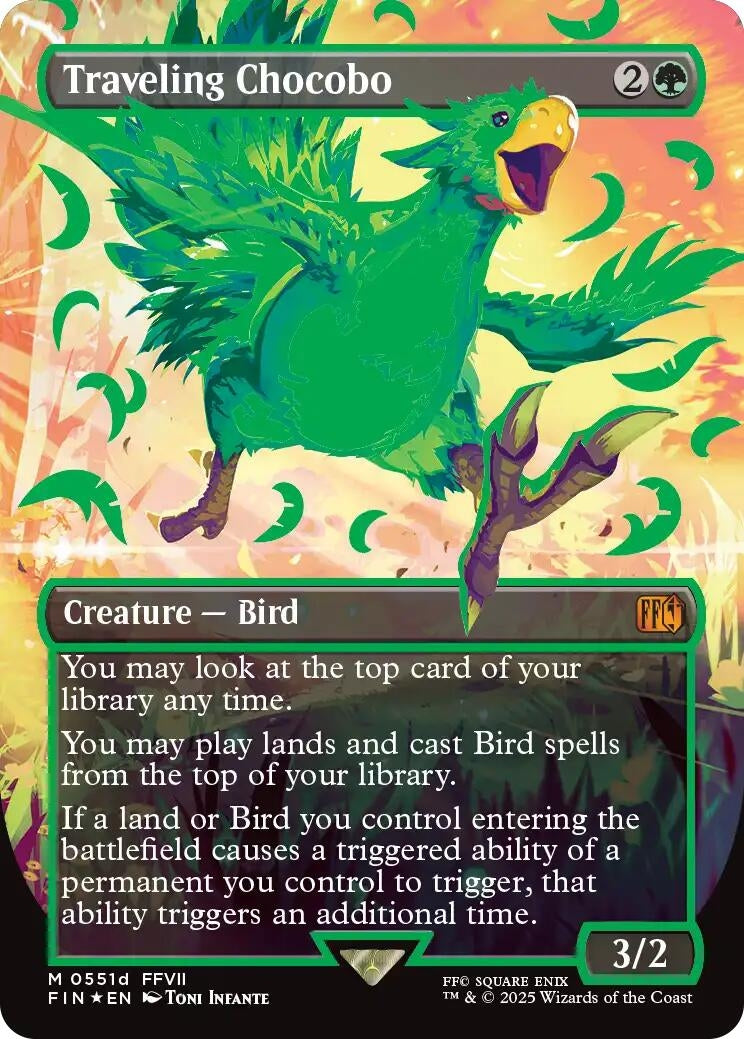 Image for Traveling Chocobo (Borderless) (Neon Ink Green) (551d) [FINAL FANTASY] - Magic: The Gathering