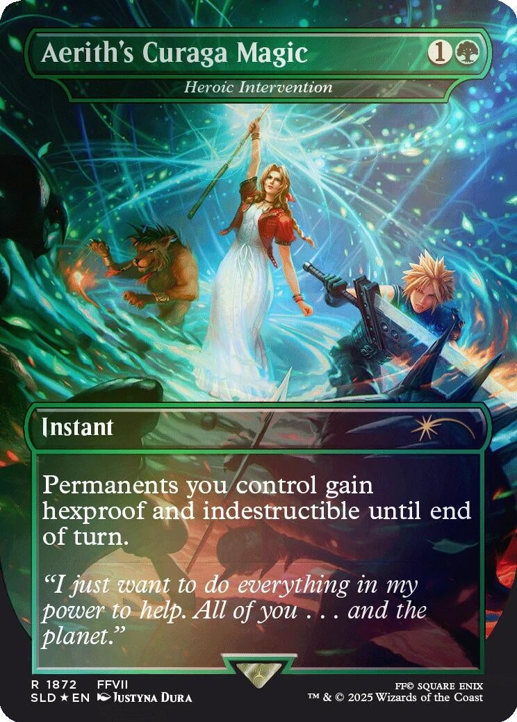 Image for Aerith's Curaga Magic - Heroic Intervention (Rainbow Foil) (1872) [Secret Lair Drop Series] - Magic: The Gathering