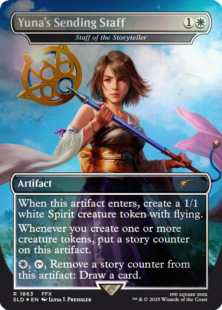 Image for Yuna's Sending Staff - Staff of the Storyteller (Rainbow Foil) (1863) [Secret Lair Drop Series] - Magic: The Gathering