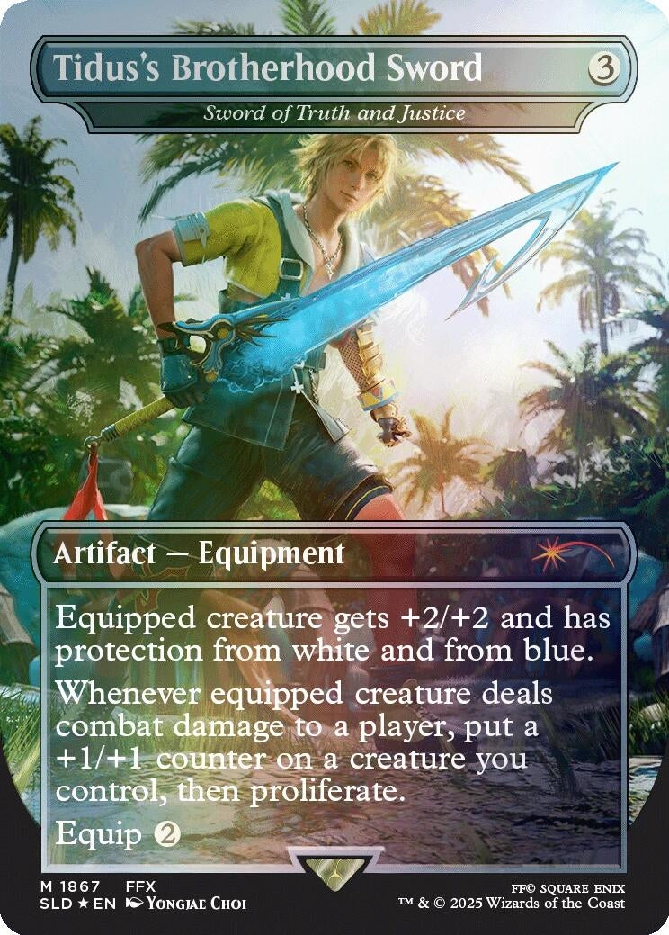 Image for Tidus's Brotherhood Sword - Sword of Truth and Justice (Rainbow Foil) (1867) [Secret Lair Drop Series] - Magic: The Gathering