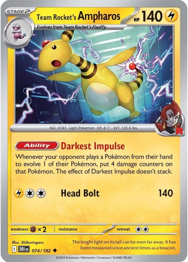Image for Team Rocket's Ampharos (074/182) [SV10: Destined Rivals] - Pokemon