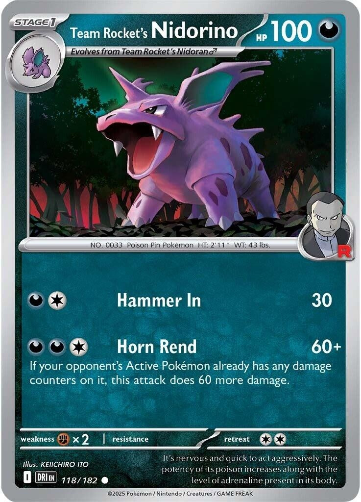 Image for Team Rocket's Nidorino (118/182) [SV10: Destined Rivals] - Pokemon