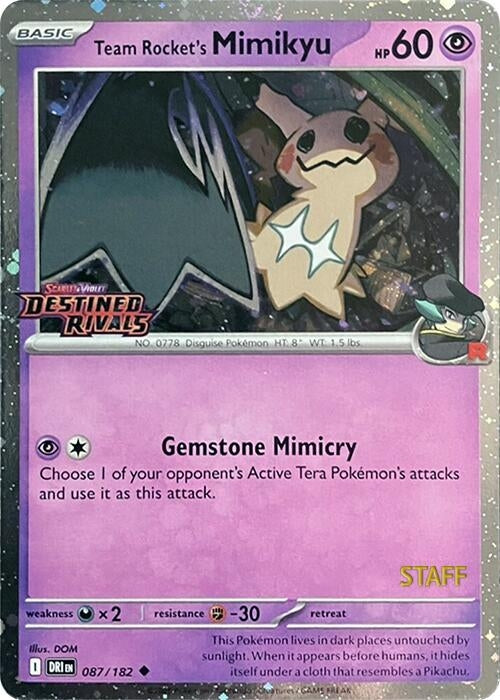 Image for Team Rocket's Mimikyu (Prerelease) [Staff] (087/182) [Miscellaneous Cards & Products] - Pokemon