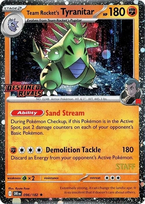 Image for Team Rocket's Tyranitar (Prerelease) [Staff] (096/182) [Miscellaneous Cards & Products] - Pokemon