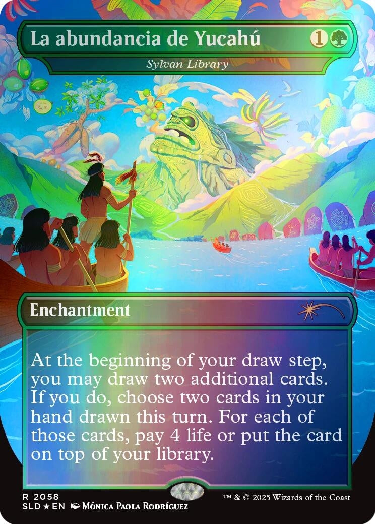 Image for La abundancia de Yucahú - Sylvan Library (Rainbow Foil) (2058) [Secret Lair Drop Series] - Magic: The Gathering