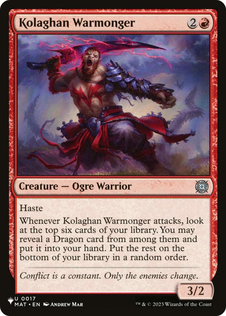 Image for Kolaghan Warmonger (17) [The List Reprints] - Magic: The Gathering
