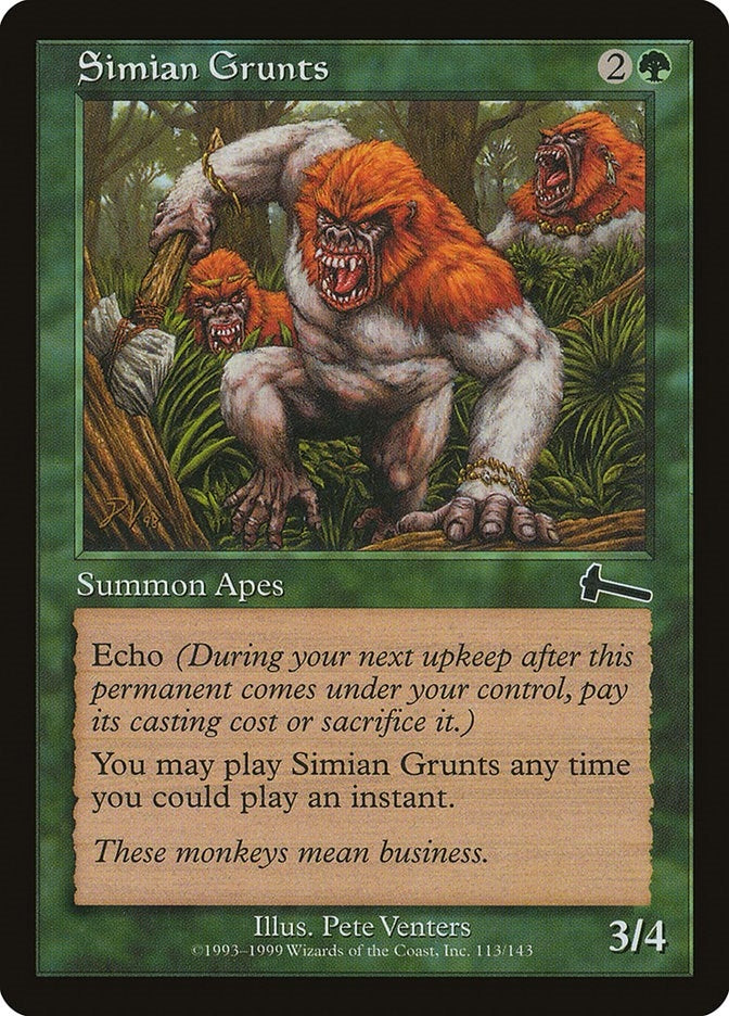 Image for Simian Grunts (113) [Urza's Legacy] - Magic: The Gathering