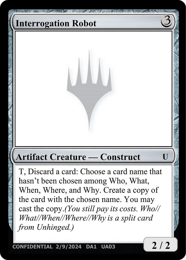 Image for Interrogation Robot [Un-Known Event Playtest Cards] - Magic: The Gathering