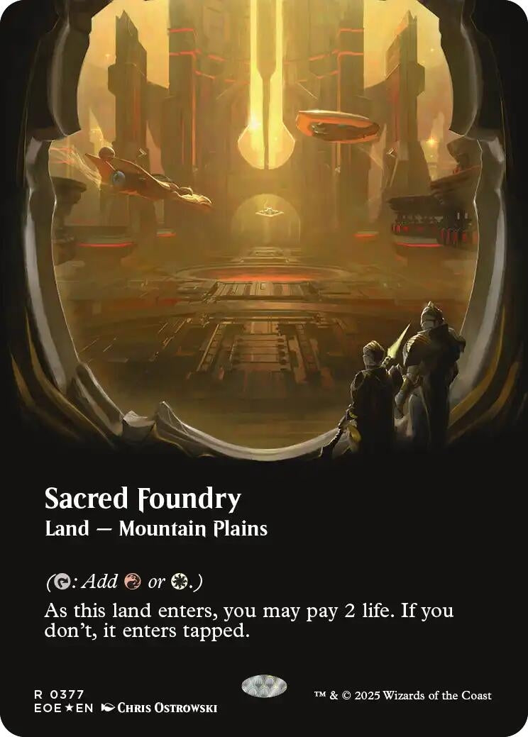 Image for Sacred Foundry (Borderless) (Galaxy Foil) (377) [Edge of Eternities] - Magic: The Gathering