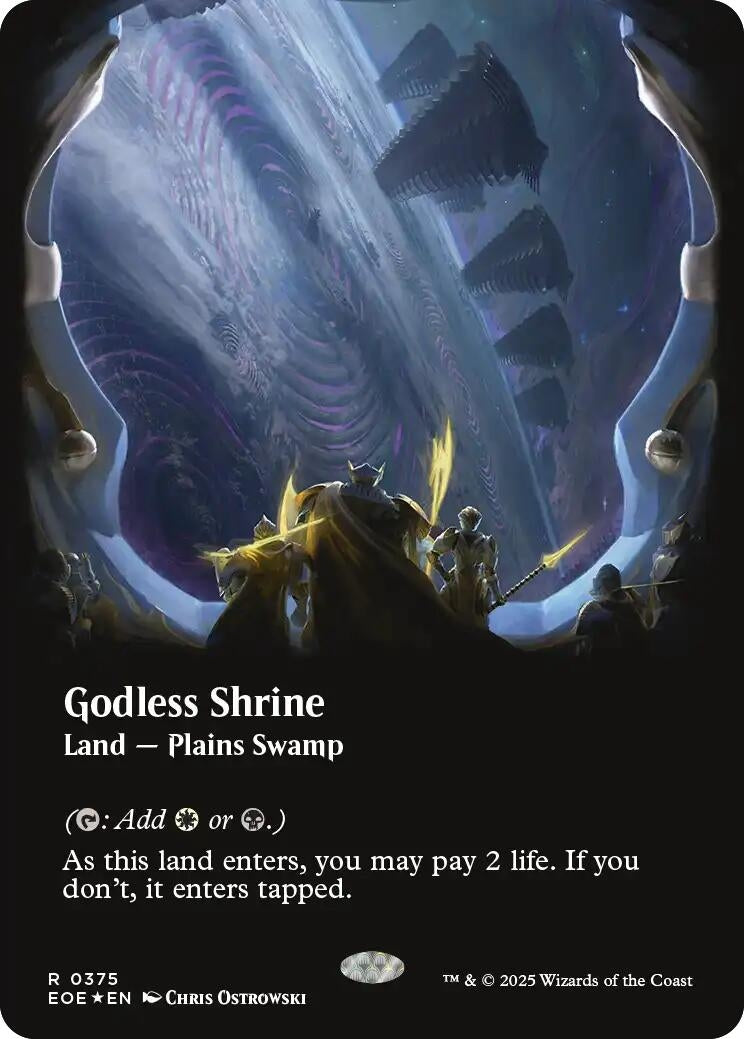 Godless Shrine (Borderless) (Galaxy Foil) (375) [Edge of Eternities]