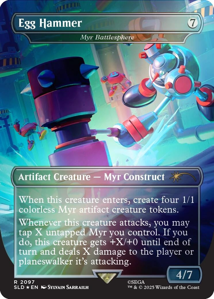 Image for Egg Hammer - Myr Battlesphere (Rainbow Foil) (2097) [Secret Lair Drop Series] - Magic: The Gathering