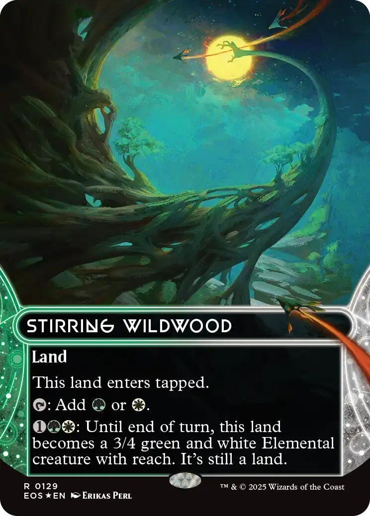 Image for Stirring Wildwood (0129) (Borderless) (Galaxy Foil) (129) [Edge of Eternities: Stellar Sights] - Magic: The Gathering
