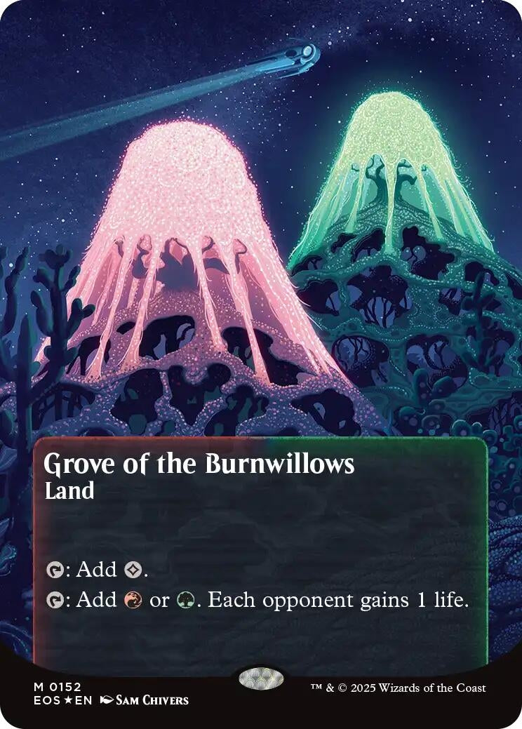Image for Grove of the Burnwillows (0152) (Borderless) (Galaxy Foil) (152) [Edge of Eternities: Stellar Sights] - Magic: The Gathering