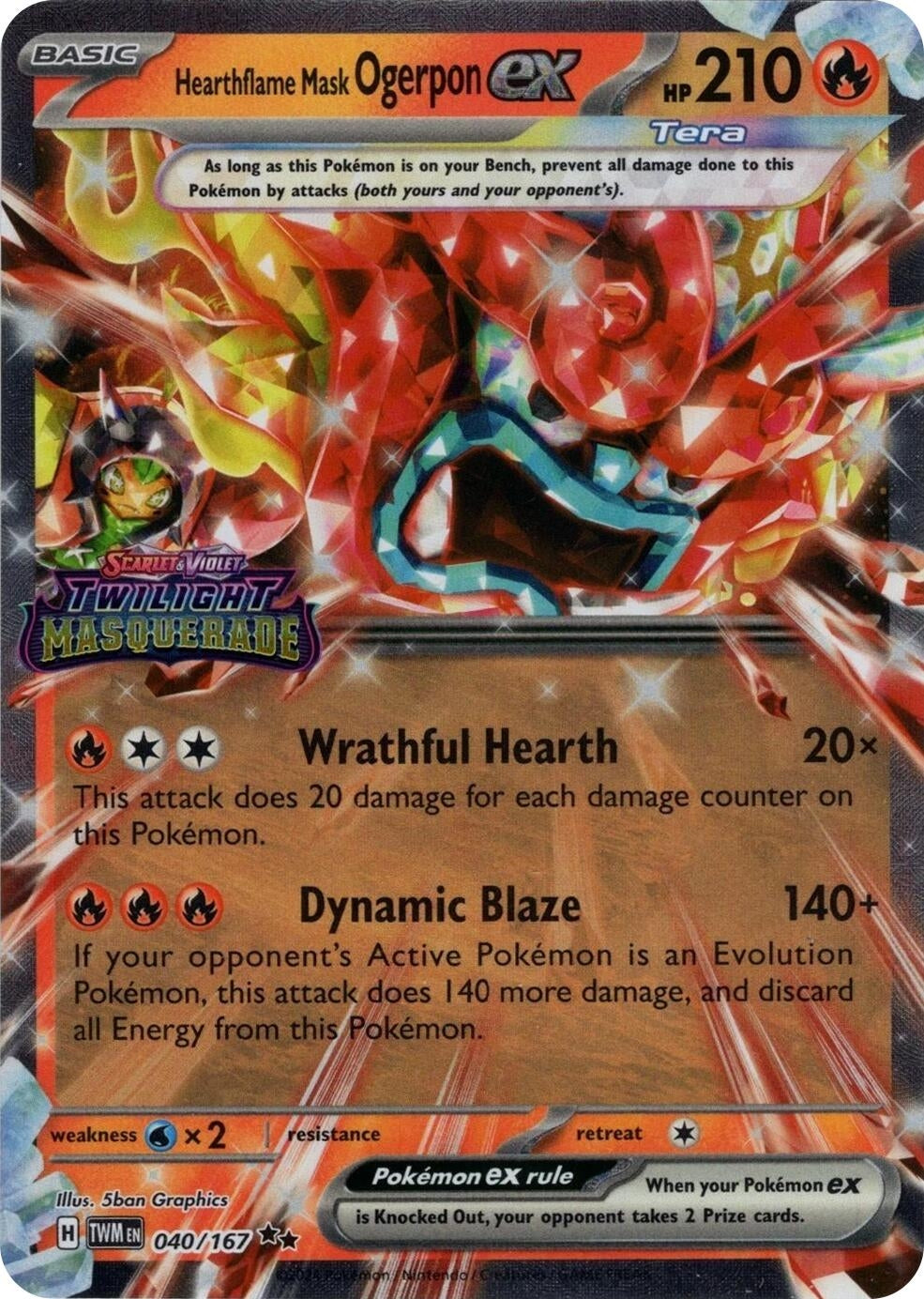 Image for Hearthflame Mask Ogerpon ex (Twilight Masquerade Stamp) (040/167) [Miscellaneous Cards & Products] - Pokemon