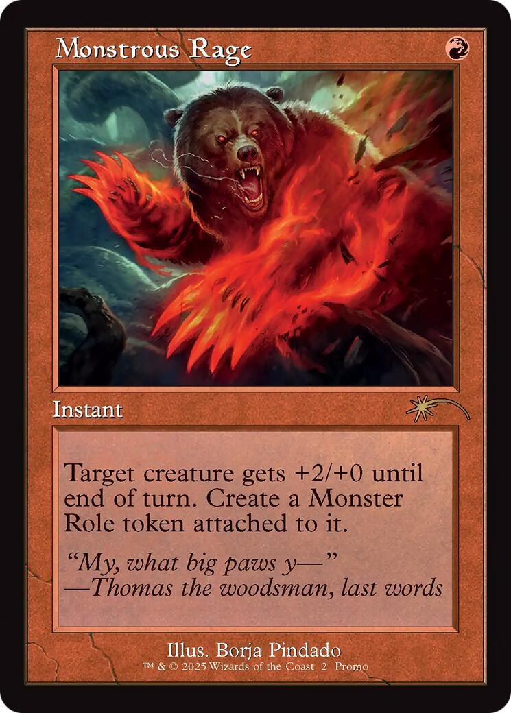 Image for Monstrous Rage (Retro Frame) (2) [WPN & Gateway Promos] - Magic: The Gathering