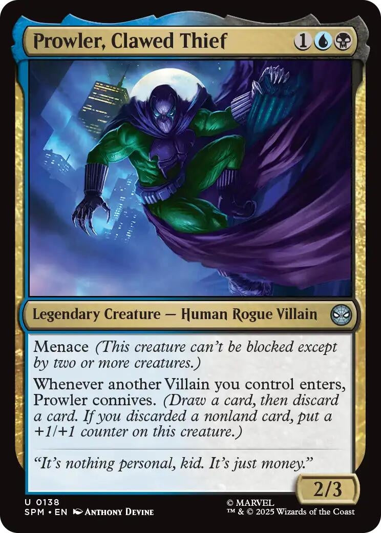 Image for Prowler, Clawed Thief (138) [Marvel's Spider-Man] - Magic: The Gathering