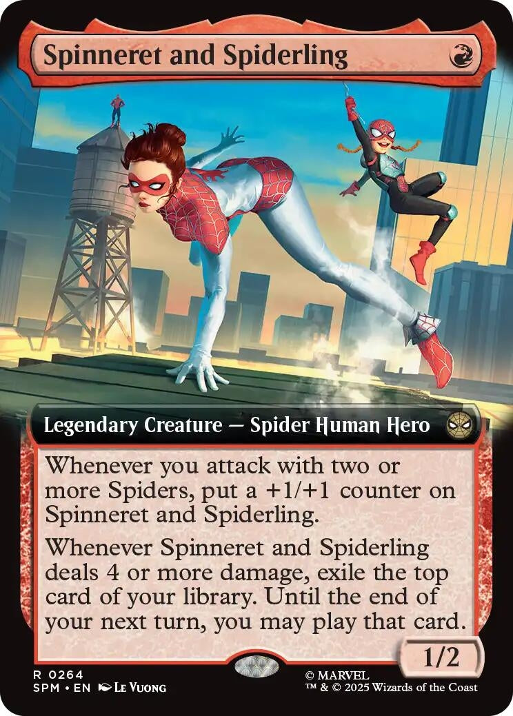 Image for Spinneret and Spiderling (Extended Art) (264) [Marvel's Spider-Man] - Magic: The Gathering