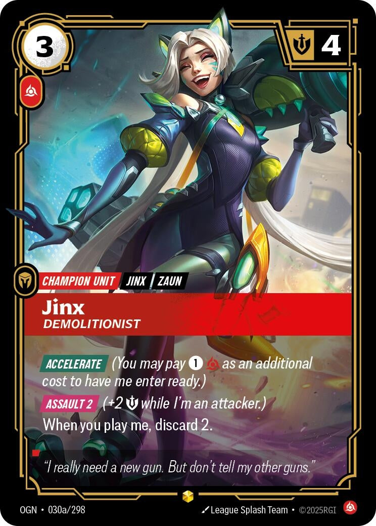 Image for Jinx - Demolitionist (Alternate Art) (030a/298) [Origins] - Riftbound: League of Legends Trading Card Game