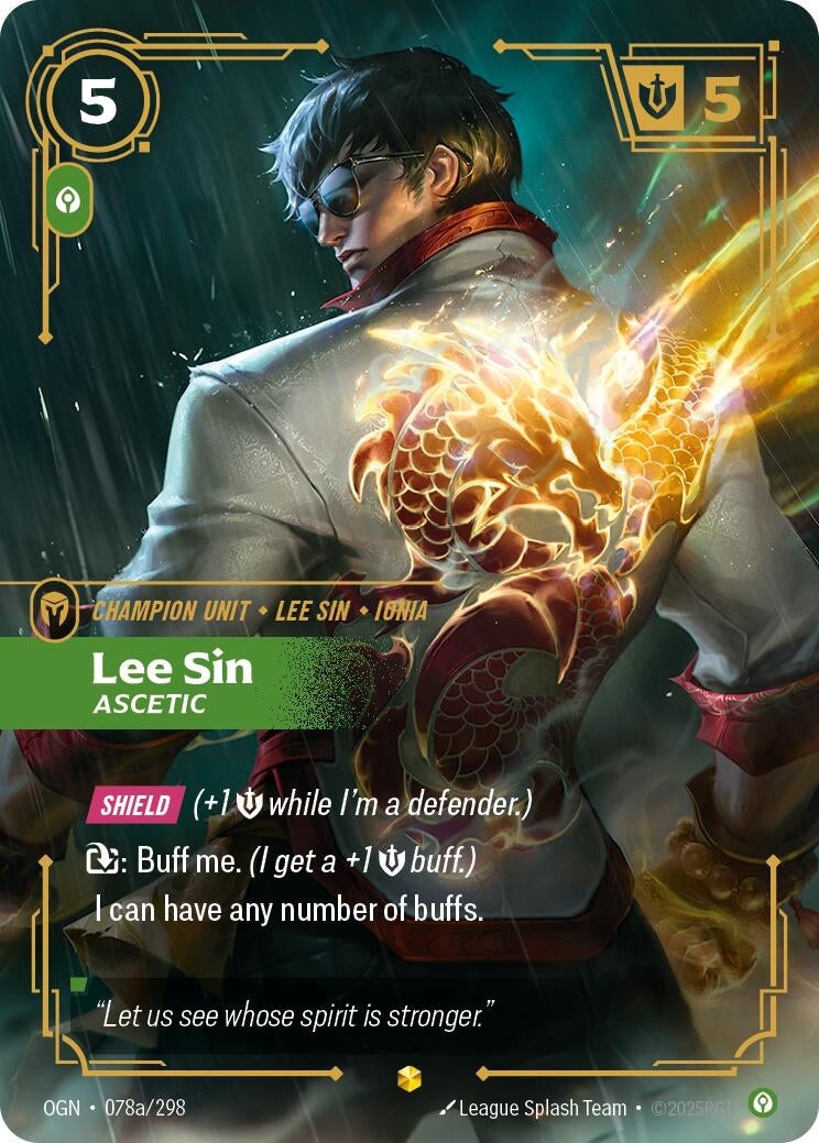 Image for Lee Sin - Ascetic (Alternate Art) (078a/298) [Origins] - Riftbound: League of Legends Trading Card Game