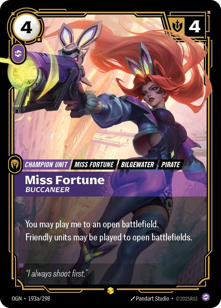 Image for Miss Fortune - Buccaneer (Alternate Art) (193a/298) [Origins] - Riftbound: League of Legends Trading Card Game
