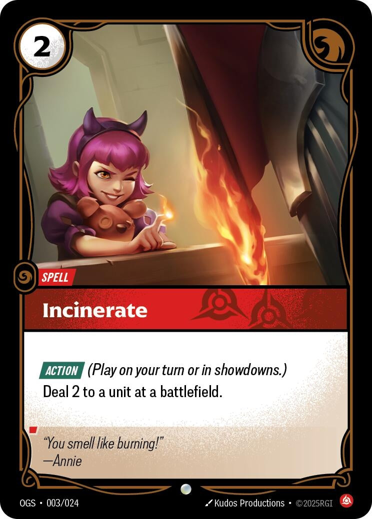 Image for Incinerate (003/024) [Origins: Proving Grounds] - Riftbound: League of Legends Trading Card Game
