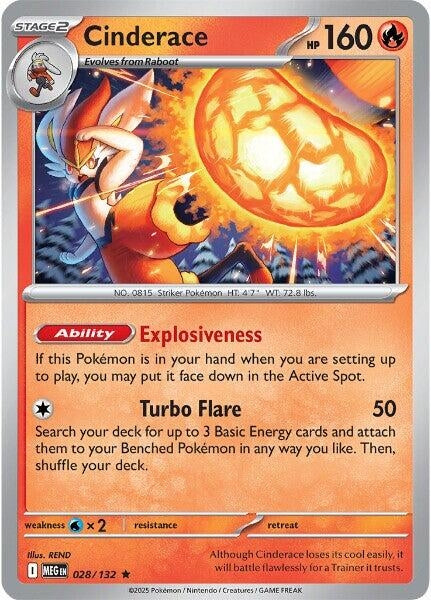 Image for Cinderace (028/132) [ME01: Mega Evolution] - Pokemon