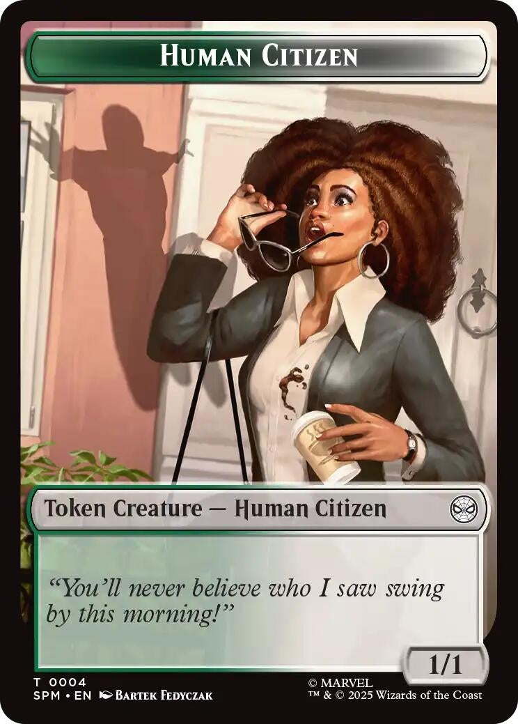 Image for Human Citizen // Treasure Double-Sided Token (4 // 7) [Marvel's Spider-Man] - Magic: The Gathering