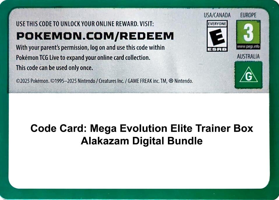 Code Card: Mega Evolution Elite Trainer Box Alakazam Digital Bundle [ME01: Mega Evolution]