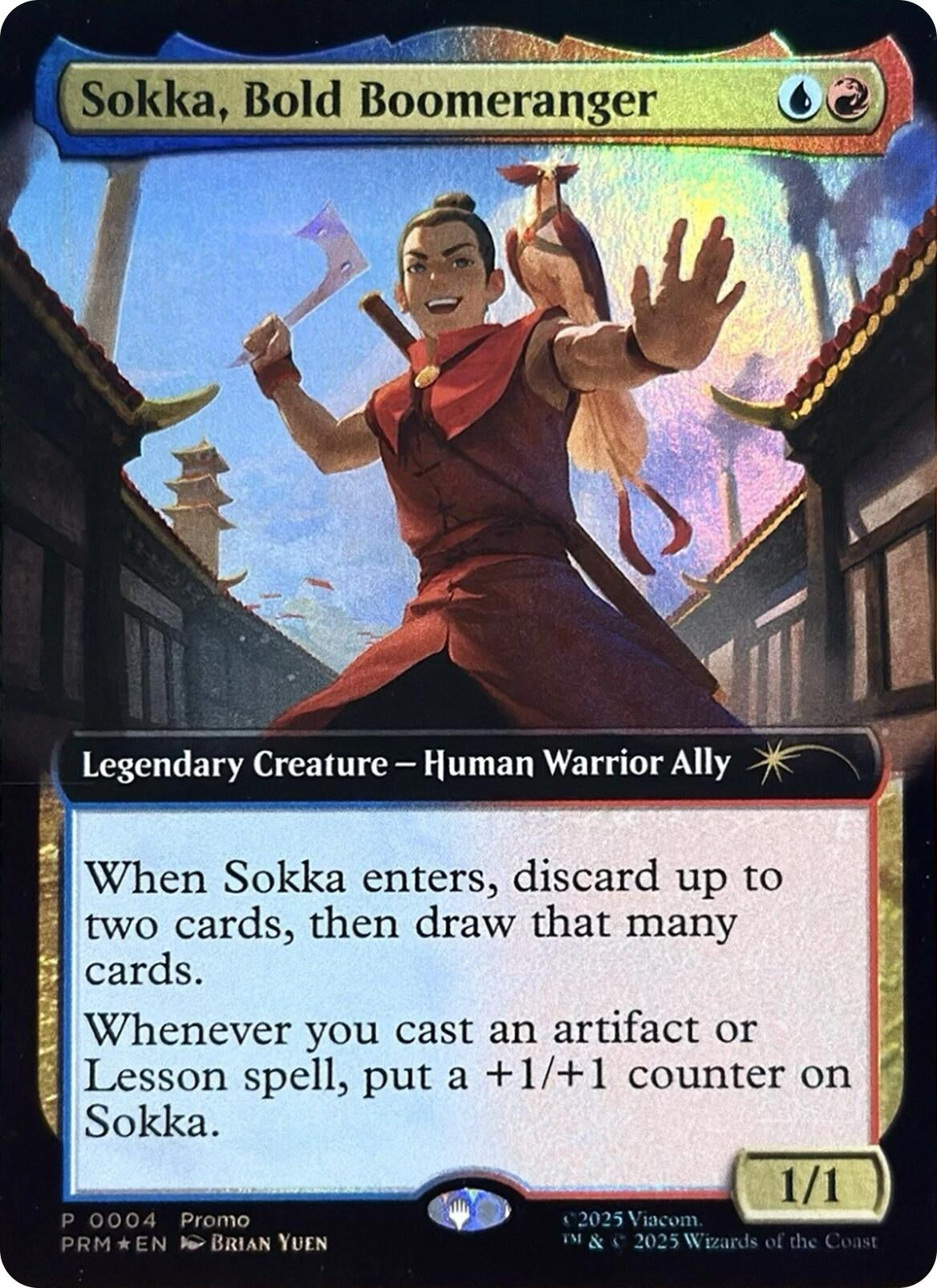 Image for Sokka, Bold Boomeranger (Extended Art) (4) [Media Promos] - Magic: The Gathering