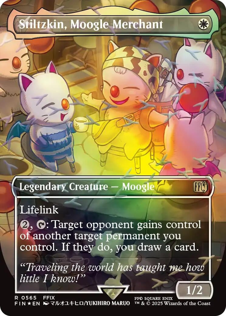 Image for Stiltzkin, Moogle Merchant (Borderless) (Chocobo Track Foil) (565) [FINAL FANTASY] - Magic: The Gathering