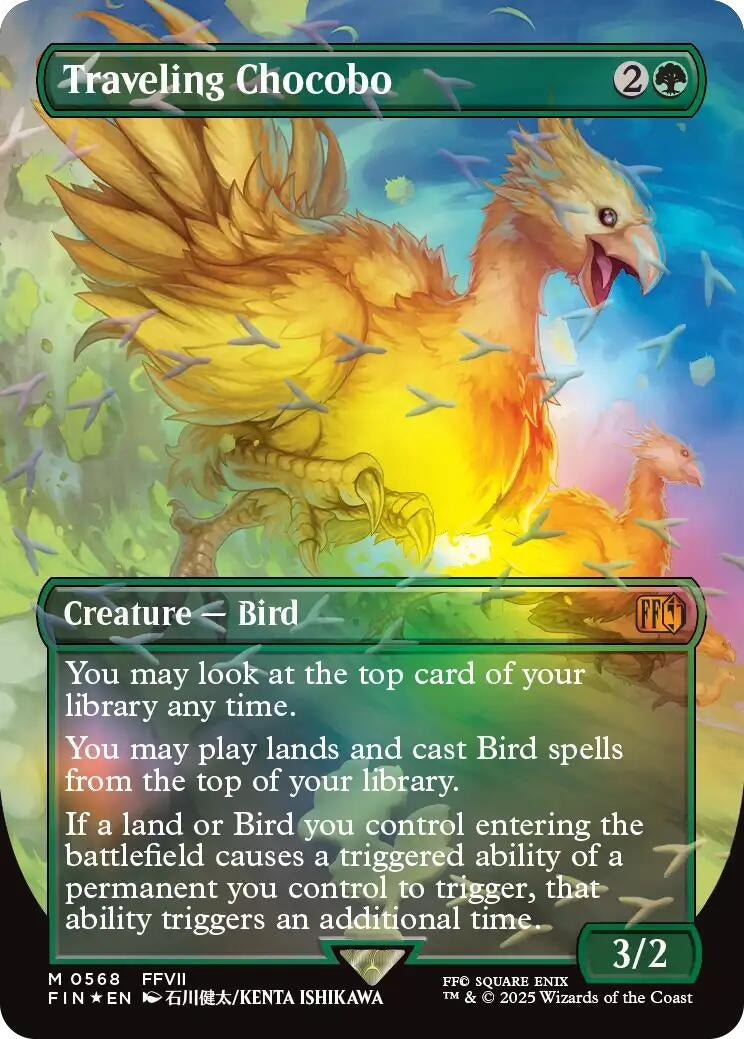 Image for Traveling Chocobo (Borderless) (Chocobo Track Foil) (568) [FINAL FANTASY] - Magic: The Gathering