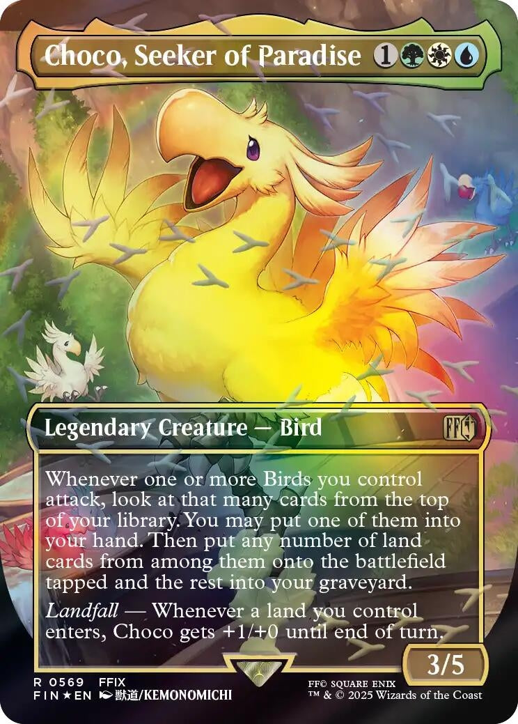 Image for Choco, Seeker of Paradise (Borderless) (Chocobo Track Foil) (569) [FINAL FANTASY] - Magic: The Gathering