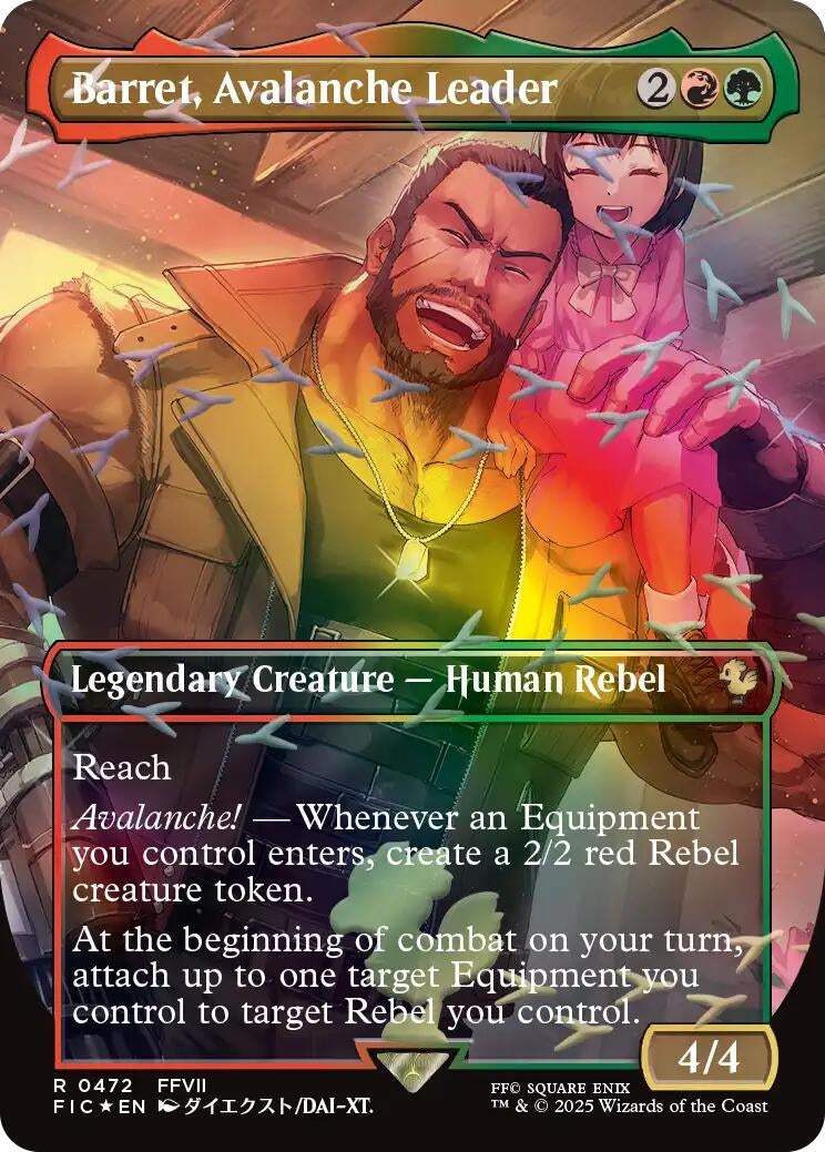 Image for Barret, Avalanche Leader (Borderless) (Chocobo Track Foil) (472) [FINAL FANTASY] - Magic: The Gathering