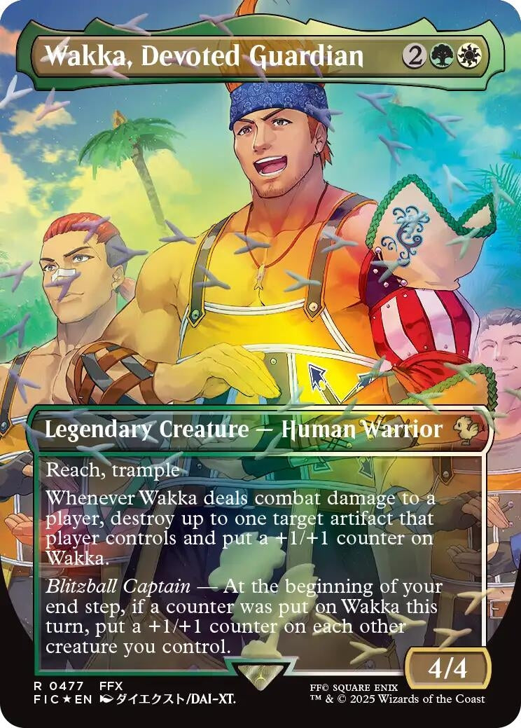Image for Wakka, Devoted Guardian (Borderless) (Chocobo Track Foil) (477) [FINAL FANTASY] - Magic: The Gathering