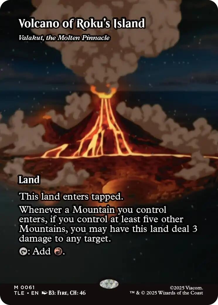 Image for Volcano of Roku's Island - Valakut, the Molten Pinnacle (Borderless) (61) [Avatar: The Last Airbender: Eternal-Legal] - Magic: The Gathering