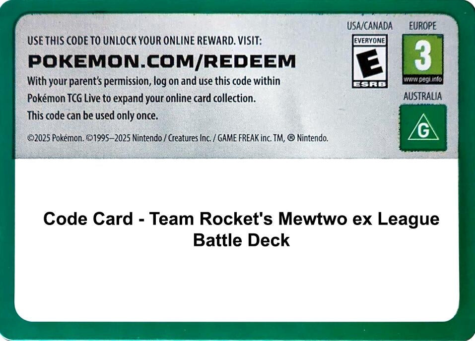Image for Code Card - Team Rocket's Mewtwo ex League Battle Deck [Miscellaneous Cards & Products] - Pokemon