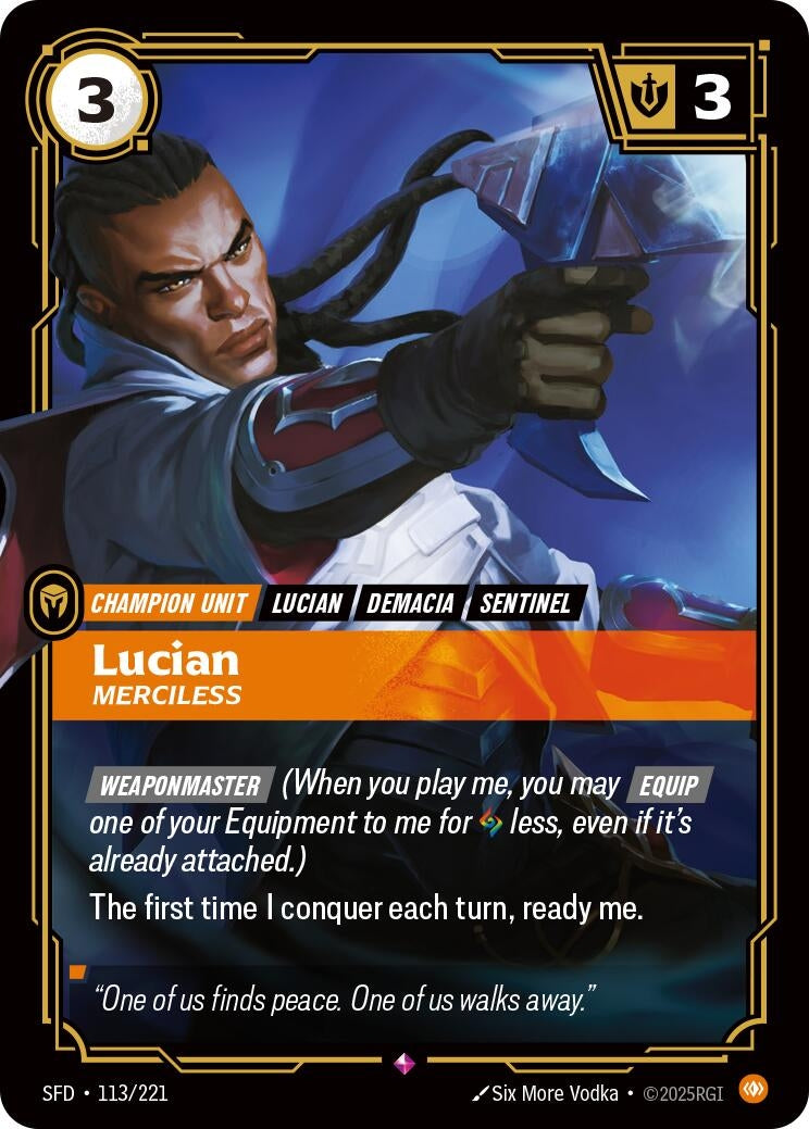 Image for Lucian - Merciless (113/221) [Spiritforged] - Riftbound: League of Legends Trading Card Game