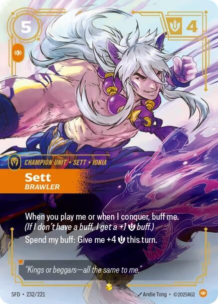 Image for Sett - Brawler (Overnumbered) (232/221) [Spiritforged] - Riftbound: League of Legends Trading Card Game
