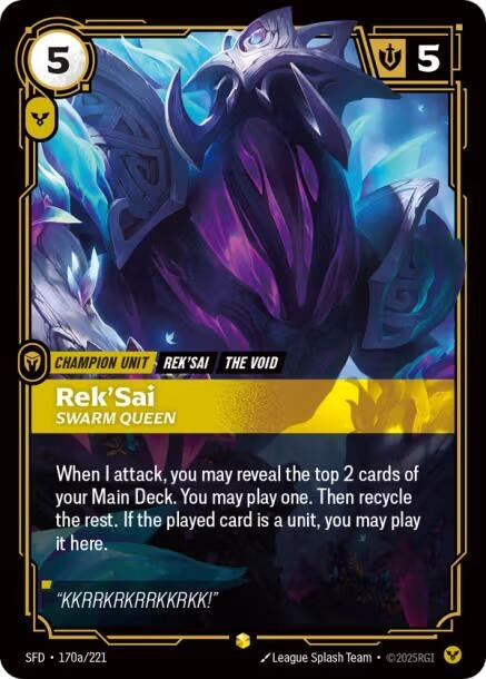 Image for Rek'Sai - Swarm Queen (Alternate Art) (170a/221) [Spiritforged] - Riftbound: League of Legends Trading Card Game