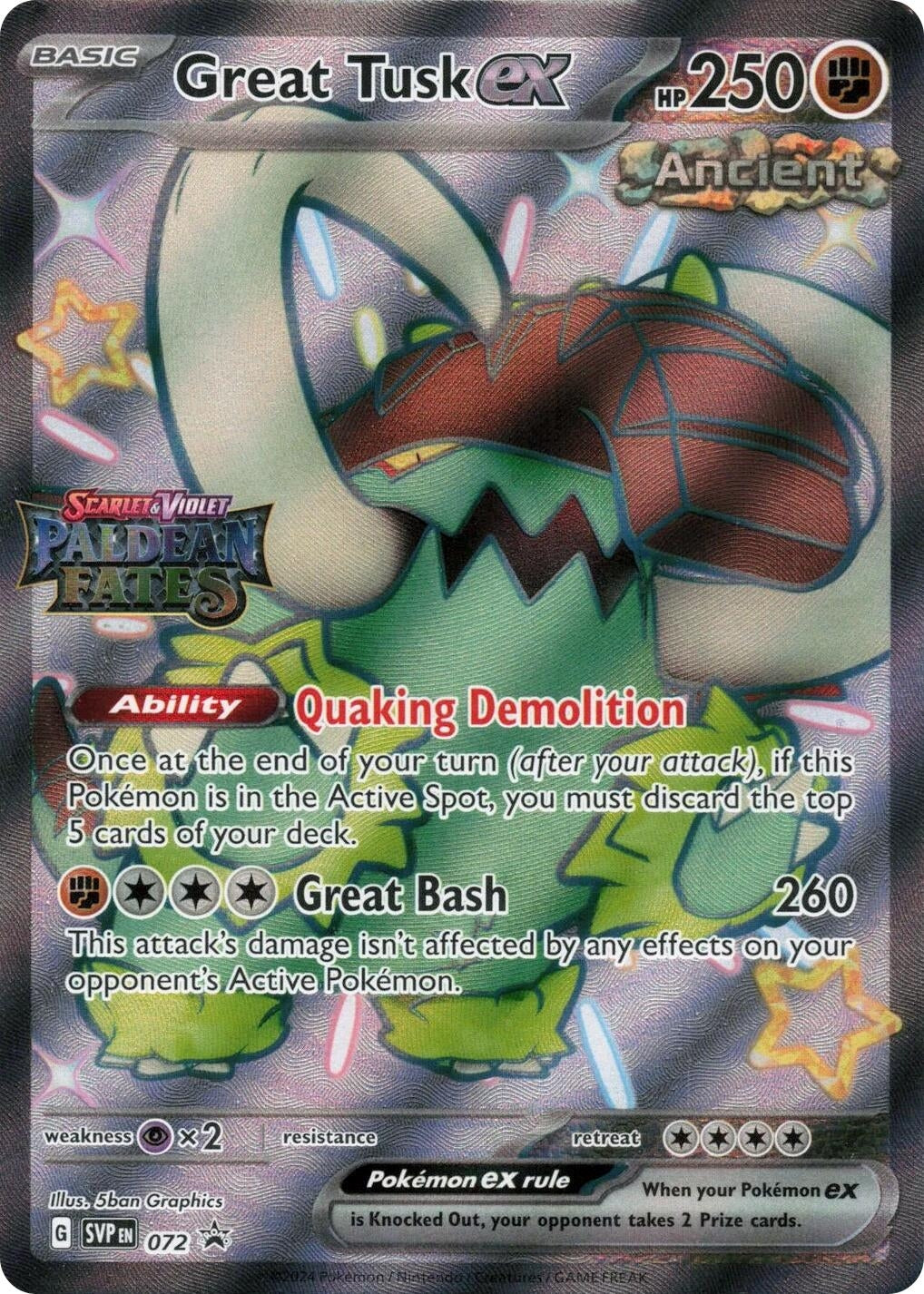 Image for Great Tusk ex - 072 (Paldean Fates Stamped) (072) [Miscellaneous Cards & Products] - Pokemon