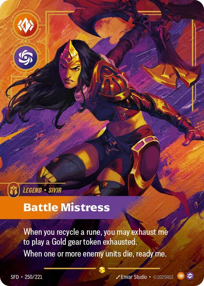 Image for Sivir - Battle Mistress (Overnumbered) (250/221) [Spiritforged] - Riftbound: League of Legends Trading Card Game