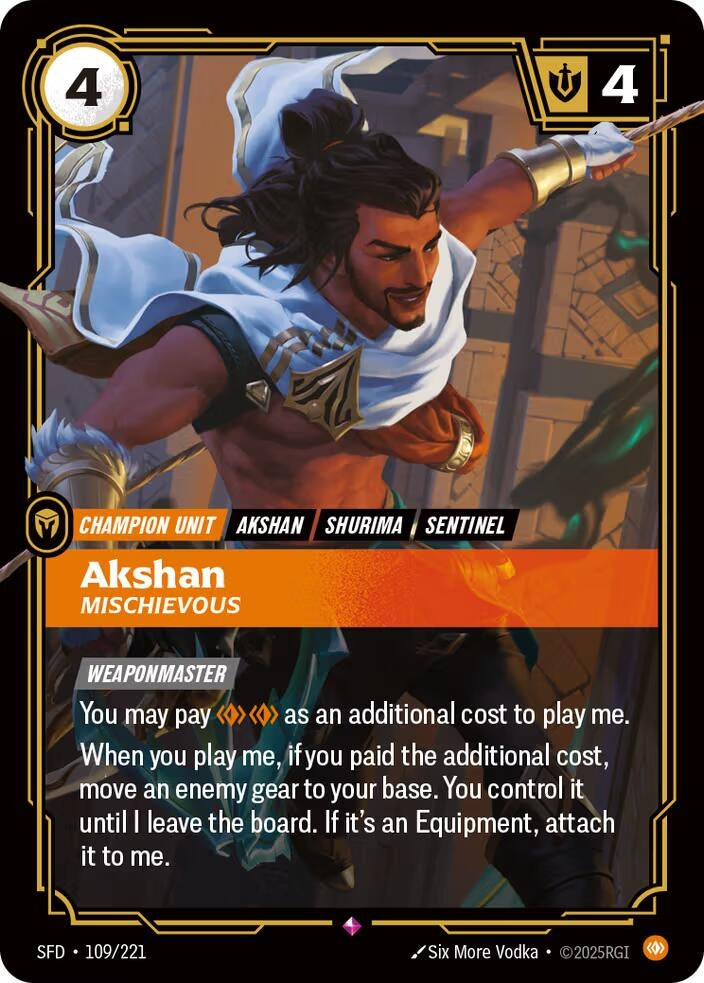 Image for Akshan - Mischievous (109/221) [Spiritforged] - Riftbound: League of Legends Trading Card Game