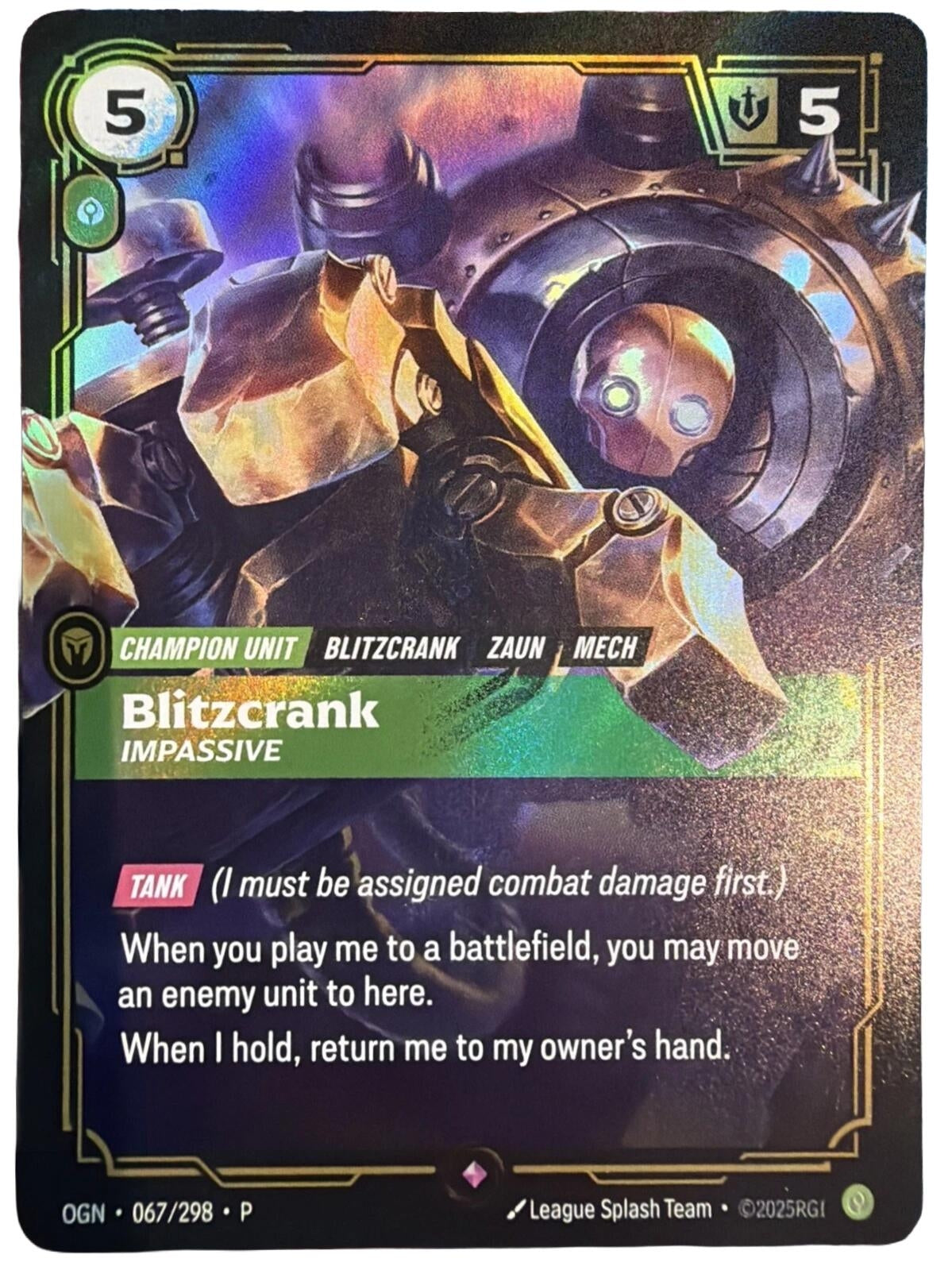 Image for Blitzcrank - Impassive (067/298) [Riftbound Organized Play Promotional Cards] - Riftbound: League of Legends Trading Card Game
