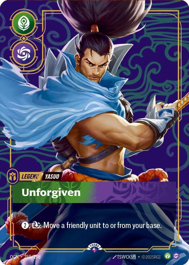 Yasuo - Unforgiven (Metal) (259/298) [Riftbound Organized Play Promotional Cards]