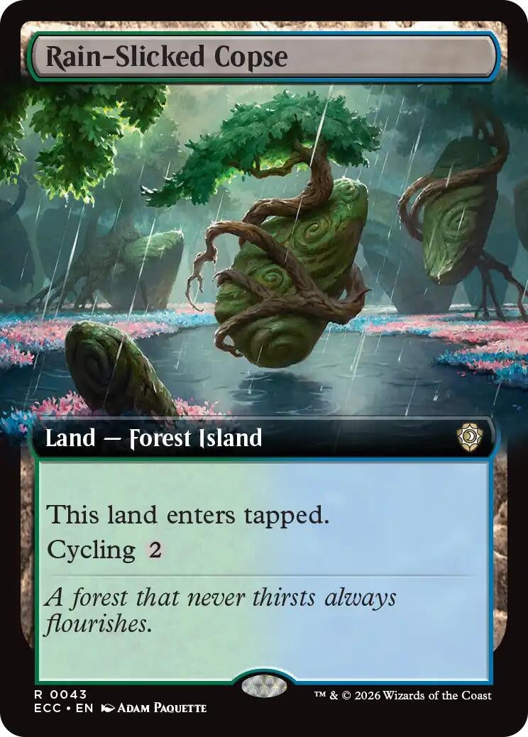 Image for Rain-Slicked Copse (Extended Art) (43) [Lorwyn Eclipsed] - Magic: The Gathering