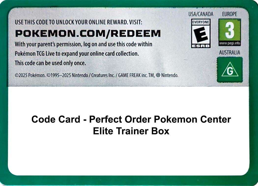 Image for Code Card - Perfect Order Pokemon Center Elite Trainer Box [ME03: Perfect Order] - Pokemon
